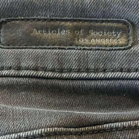 Articles of Society Womens Black Skinny Jeans Raw Distressed Hem Waist 24 - Picture 3 of 6